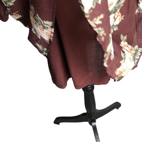 Abercrombie & Fitch‎ Women's Brown Floral Boho Tiered Babydoll Mini Dress Size S - Picture 10 of 16